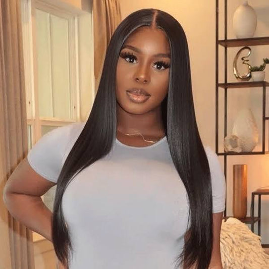 18 inch 5 x 5 Bone straight Peruvian Transparent Lace Closure wig