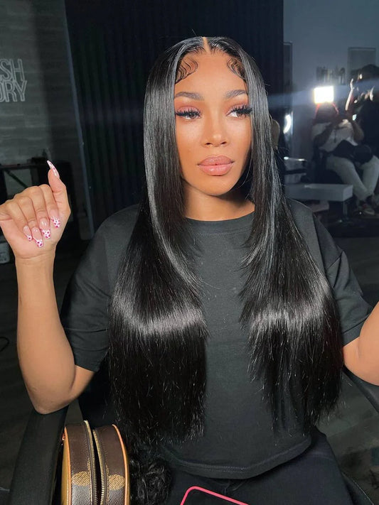 26 Inch 13 x 4 150 % density Straight Frontal Wig