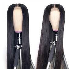 18 inch 5 x 5 Bone straight Peruvian Transparent Lace Closure wig