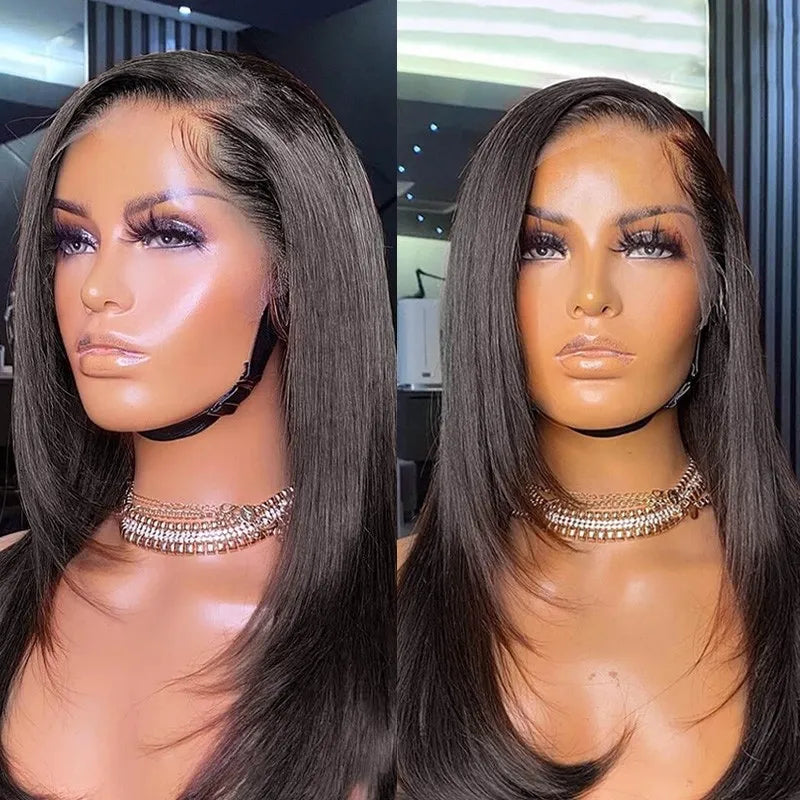 28 Inch 13 x 6 180 % Density Bone straight Frontal wig