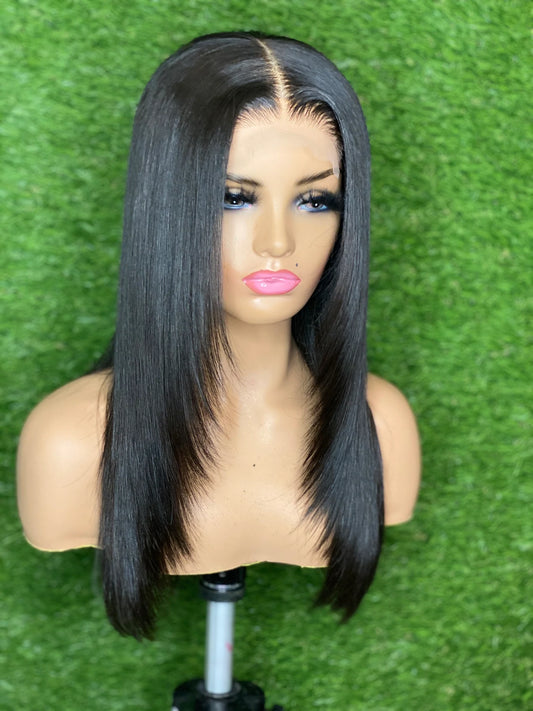 24 Inch 5 x 5 Bone Straight Transparent HD Closure Wig